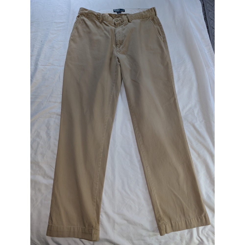 Polo Ralph Lauren Mens 36x34 100% Cotton Khaki Dress Slacks